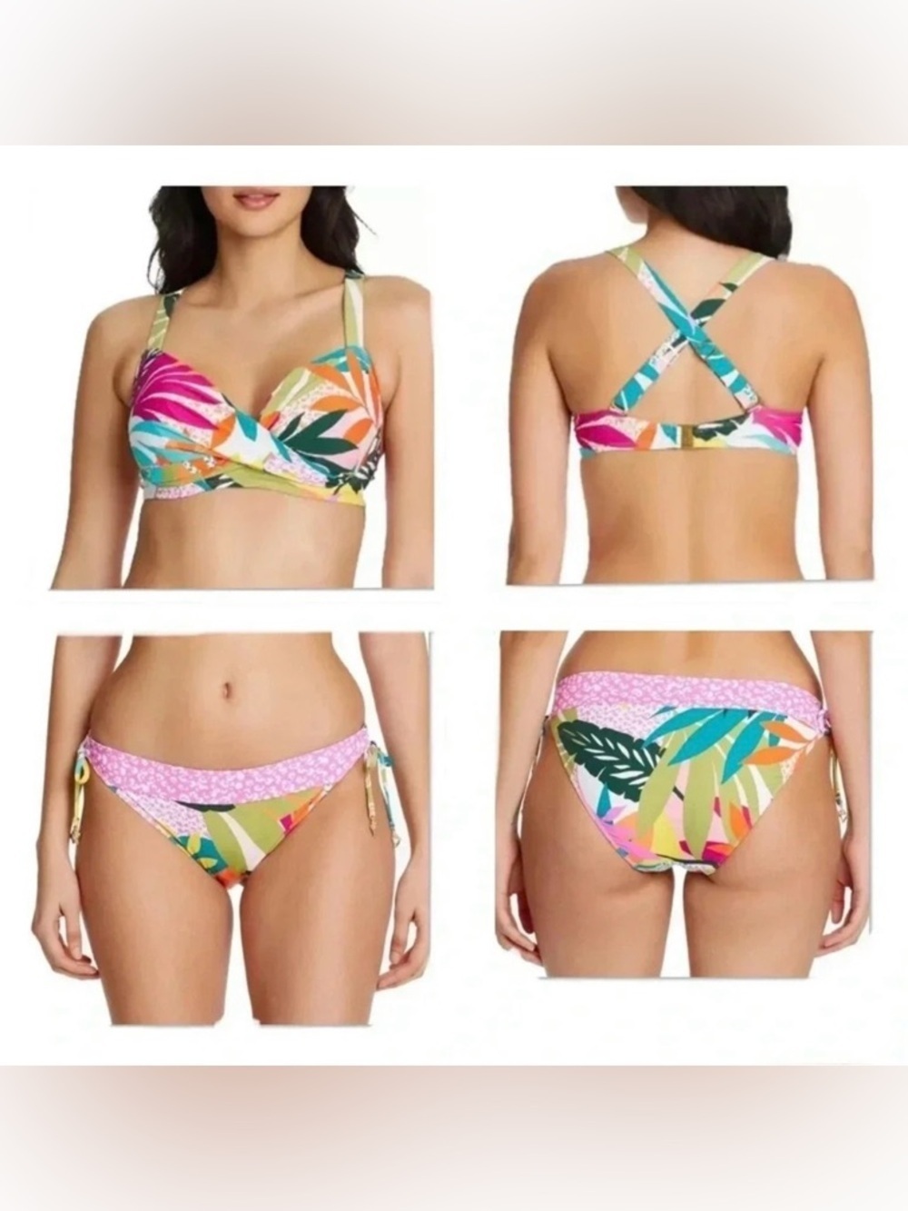 BLEU ROD BEATTIE Wild At Heart Underwire Bikini Top Size 34DD Bottom Size 10